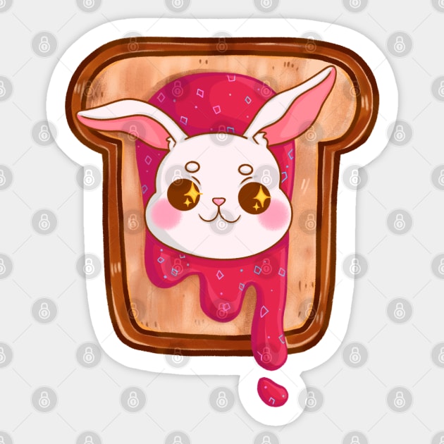 Cute bunny illustration on bread Sticker by sakura_marques